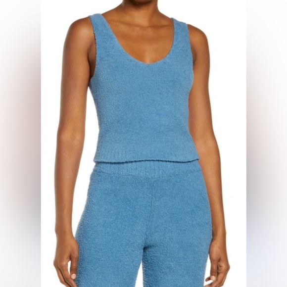 UGG Dulcie fuzzy cozy Sweater Tank Top and matching pants set Twister blue sz L - Picture 1 of 11